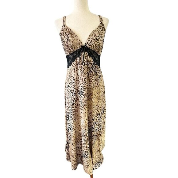 Unbranded Other - Animal Leopard Print Nightgown Lingerie Lace Medium Soft Stretch Cheetah Long